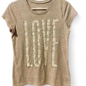 Justice Girls T-Shirt Light Gray Size 16 Love